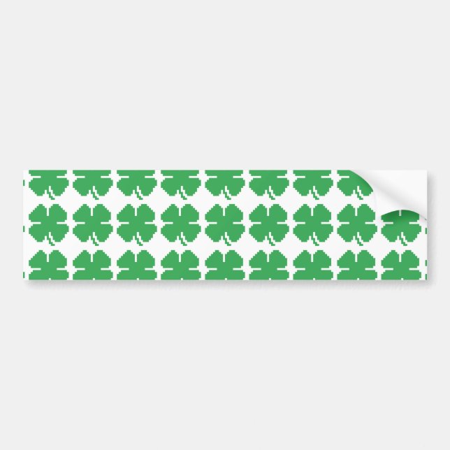 8 Bit Pixel Lucky Four Leaf Clover Bumper Sticker (Front)