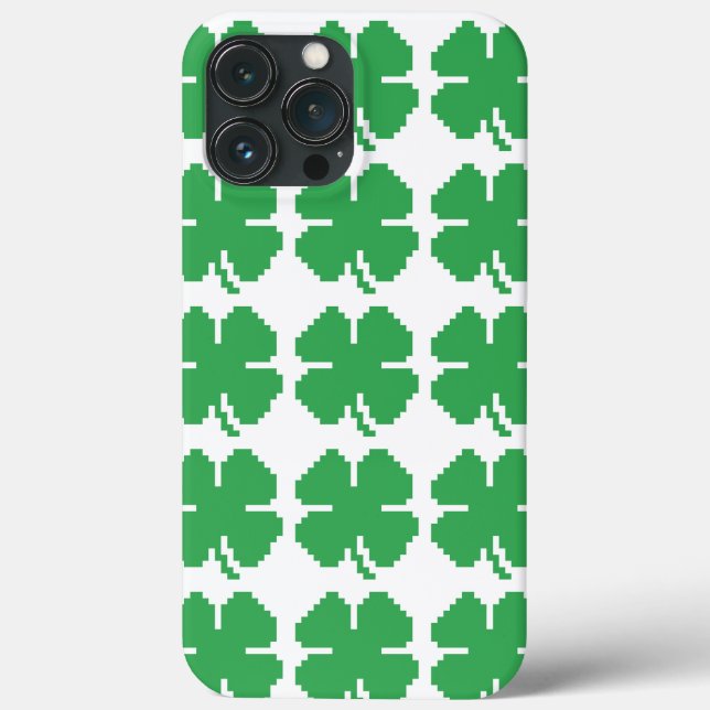 8 Bit Pixel Lucky Four Leaf Clover Case-Mate iPhone Case (Back)