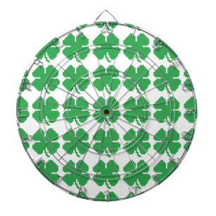 8 Bit Pixel Lucky Four Leaf Clover Dartboard