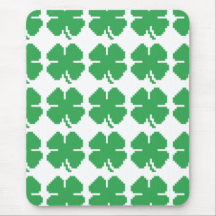 8 Bit Pixel Lucky Four Leaf Clover Mouse Pad