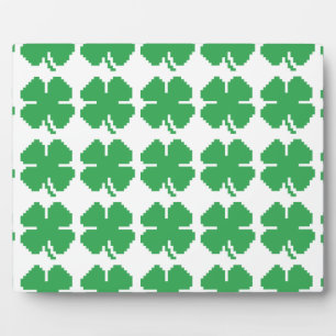 8 Bit Pixel Lucky Four Leaf Clover Plaque