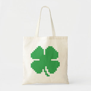8 Bit Pixel Lucky Four Leaf Clover Tote Bag