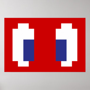 8 Bit Pixel Manga Eyes Poster