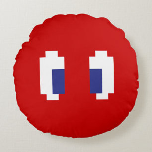 8 Bit Pixel Manga Eyes Round Cushion