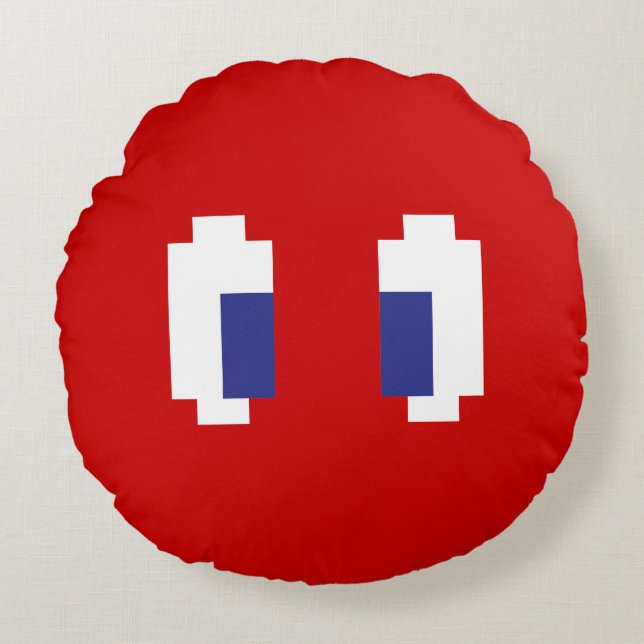 8 Bit Pixel Manga Eyes Round Cushion (Front)