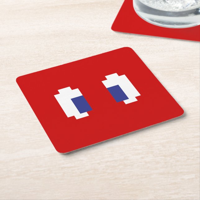 8 Bit Pixel Manga Eyes Square Paper Coaster (Angled)
