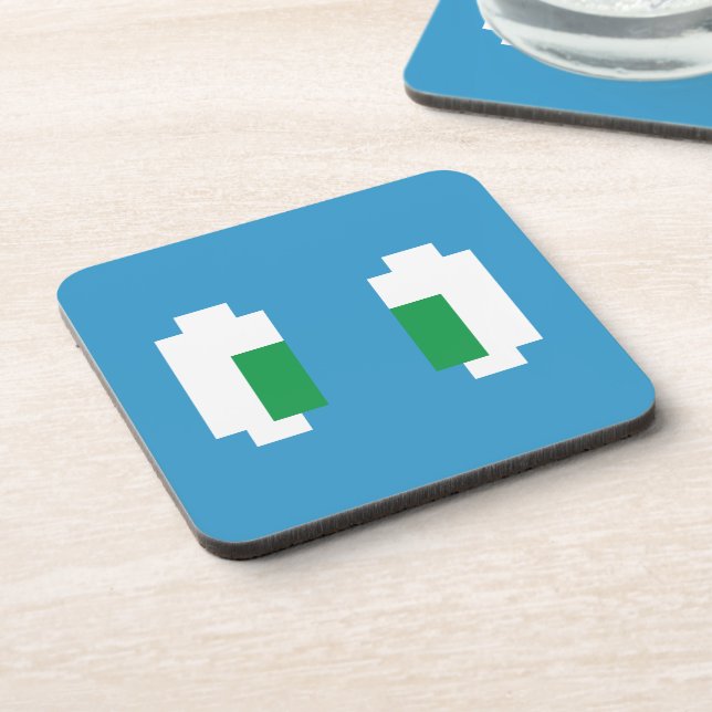 8 Bit Pixel Manga Green Eyes Coaster (Left Side)