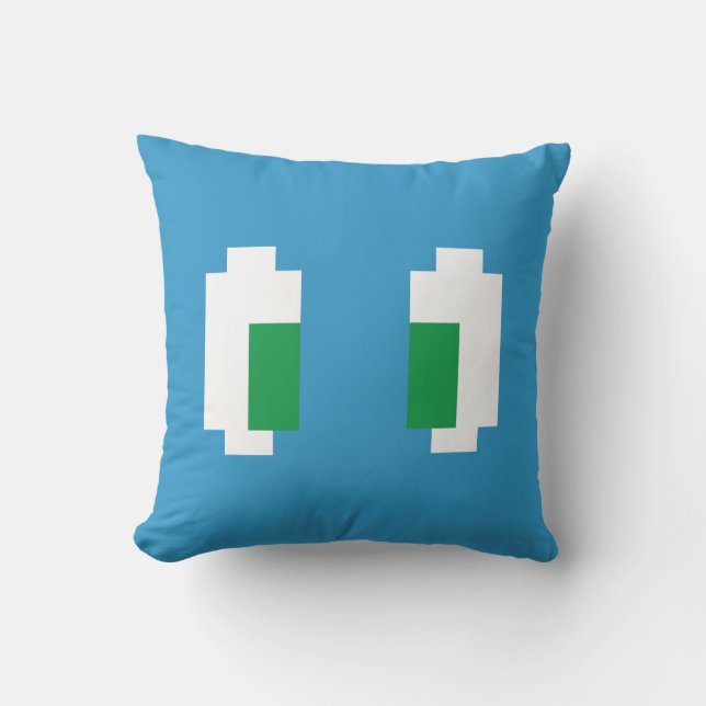 8 Bit Pixel Manga Green Eyes Cushion (Front)