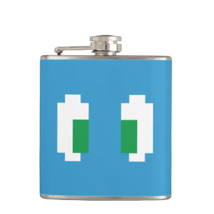 8 Bit Pixel Manga Green Eyes Hip Flask