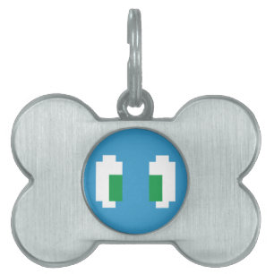 8 Bit Pixel Manga Green Eyes Pet Tag