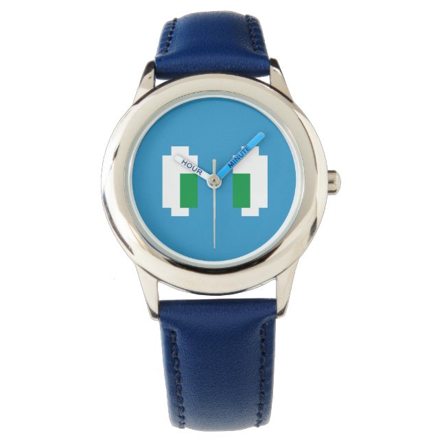 8 Bit Pixel Manga Green Eyes Watch (Front)