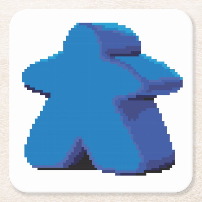 8-bit Pixel Meeple Set of 6 Square Coasters (Front)