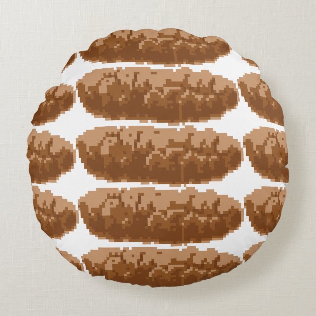 8 Bit Pixel Poop Round Cushion (Front)