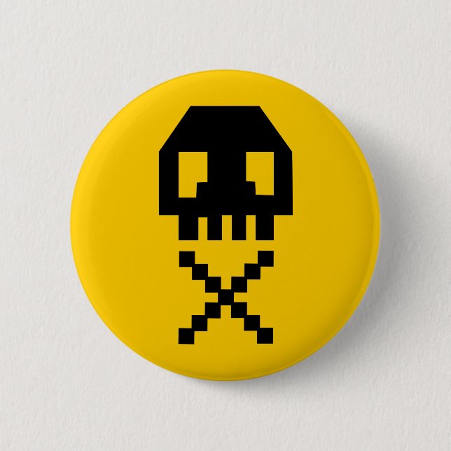 8-bit Pixel Skull 6 Cm Round Badge (Front)