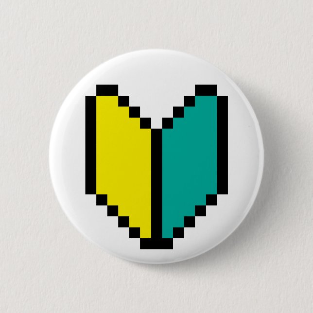8 Bit Pixel Wakaba / Shoshinsha Mark 6 Cm Round Badge (Front)