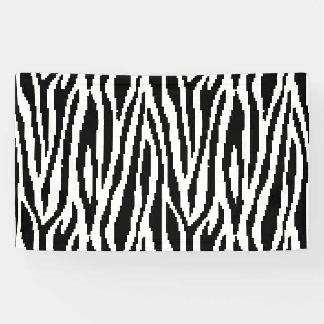 8 Bit Pixel Zebra Print Design Pattern Banner (Horizontal)