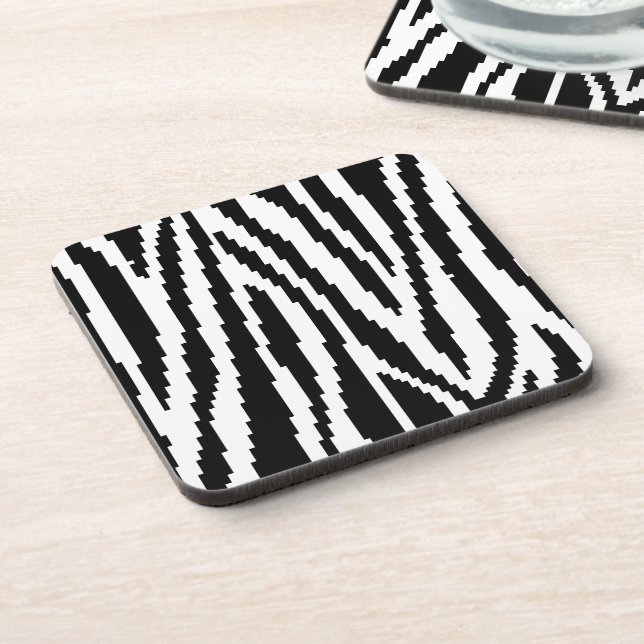 8 Bit Pixel Zebra Print Design Pattern Coaster (Left Side)
