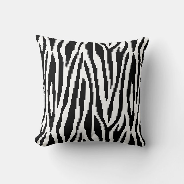 8 Bit Pixel Zebra Print Design Pattern Cushion (Front)