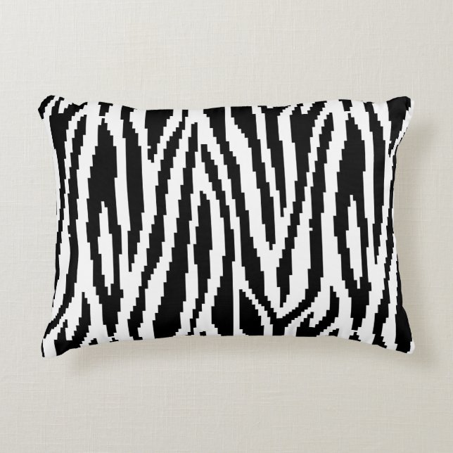 8 Bit Pixel Zebra Print Design Pattern Decorative Cushion (Front)