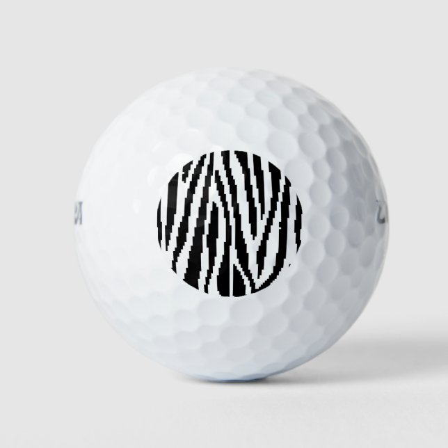 8 Bit Pixel Zebra Print Design Pattern Golf Balls (Front)
