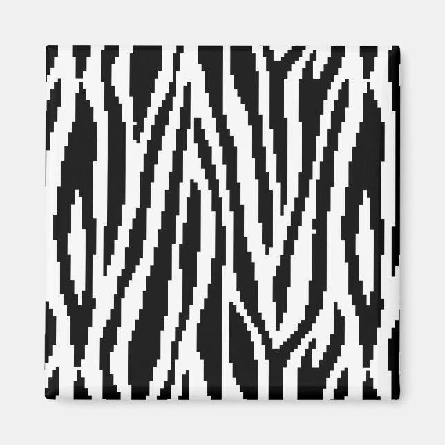 8 Bit Pixel Zebra Print Design Pattern Magnet (Front)
