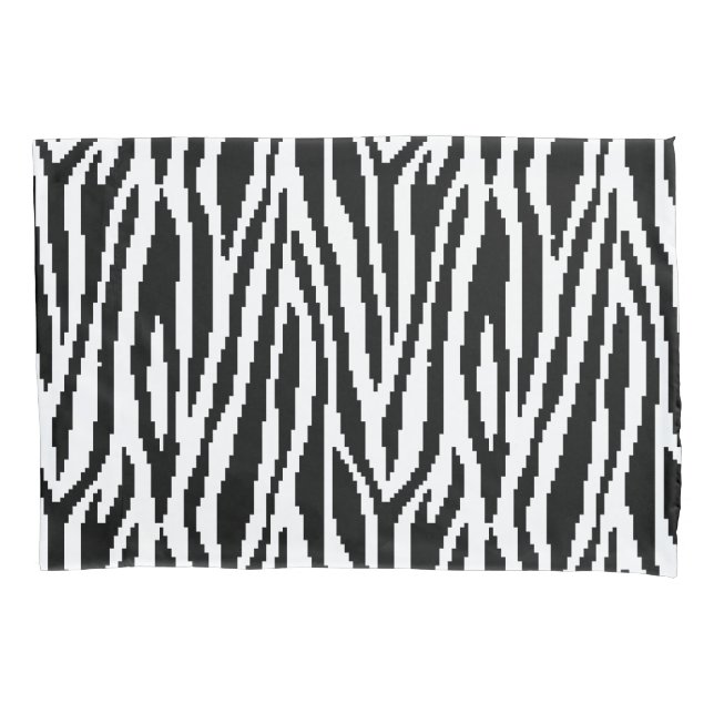 8 Bit Pixel Zebra Print Design Pattern Pillowcase (Front)