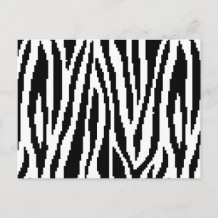 8 Bit Pixel Zebra Print Design Pattern Postcard