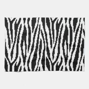 8 Bit Pixel Zebra Print Design Pattern Tea Towel