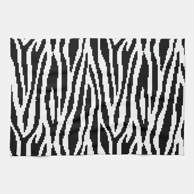8 Bit Pixel Zebra Print Design Pattern Tea Towel (Horizontal)