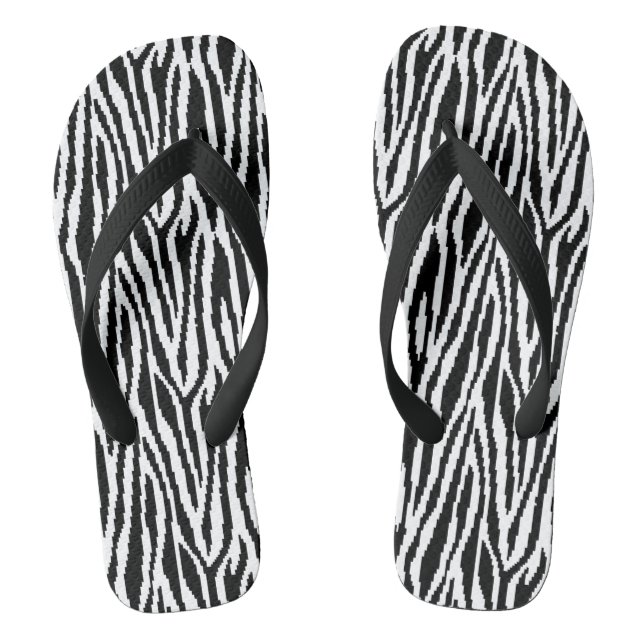 8 Bit Pixel Zebra Print Design Pattern Thongs (Footbed)