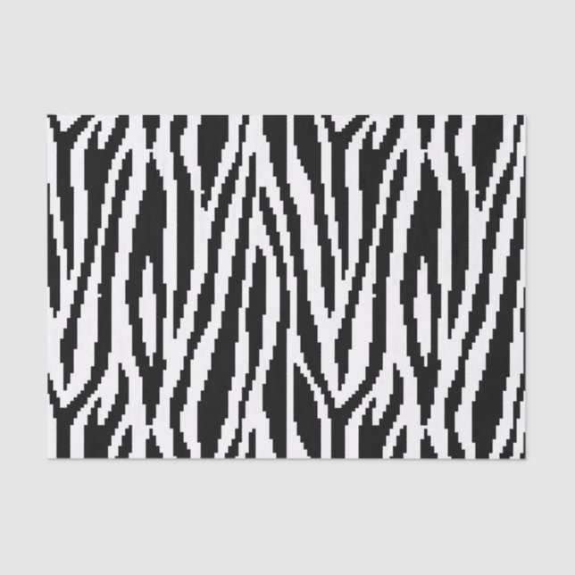 8 Bit Pixel Zebra Print Design Pattern Tissue Paper (Front)