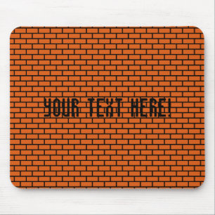8-Bit Retro Brick, Orange Mouse Pad