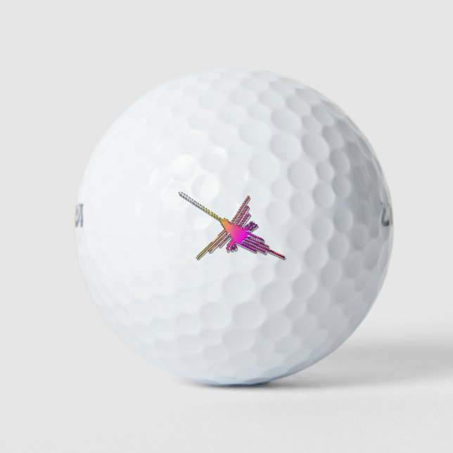 8 Bit Retro Video Game Nazca Lines Hummingbird Golf Balls (Front)