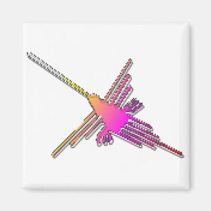 8 Bit Retro Video Game Nazca Lines Hummingbird Magnet