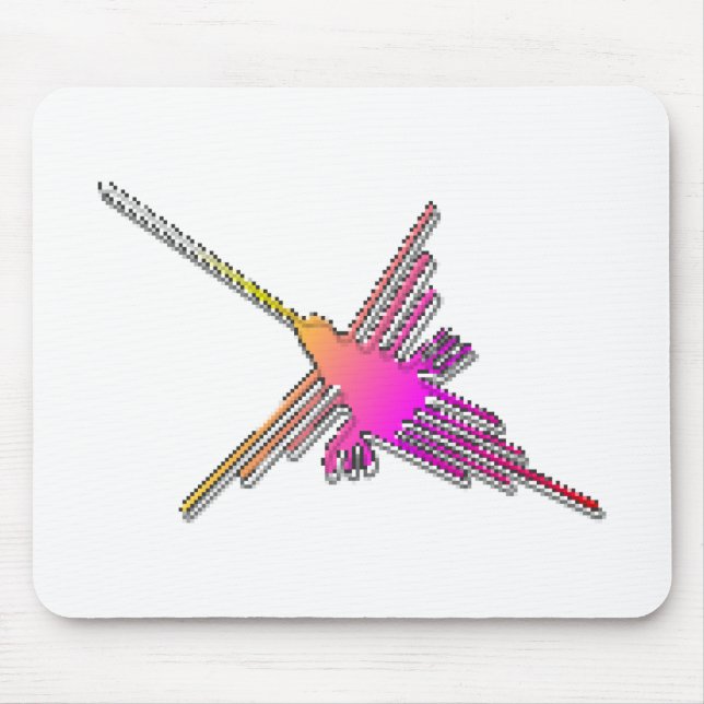 8 Bit Retro Video Game Nazca Lines Hummingbird Mouse Pad (Front)