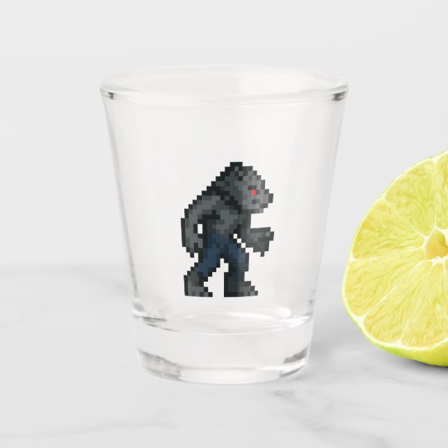 8-bit Retro Werewolf  Shot Glass (Front)