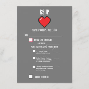 8 BIT RSVP for Geek Gamer Wedding Menu