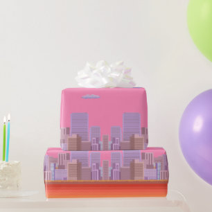 8-bit Skyline Wrapping Paper