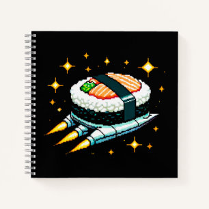 8-Bit Space Sushi Adventure - Retro Pixel Art Notebook