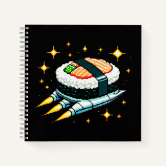 8-Bit Space Sushi Adventure - Retro Pixel Art Notebook