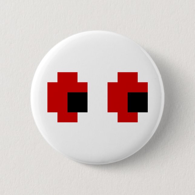 8 Bit Spooky Red Eyes 6 Cm Round Badge (Front)