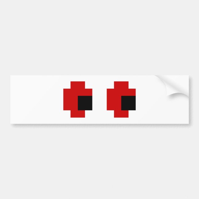 8 Bit Spooky Red Eyes Bumper Sticker (Front)