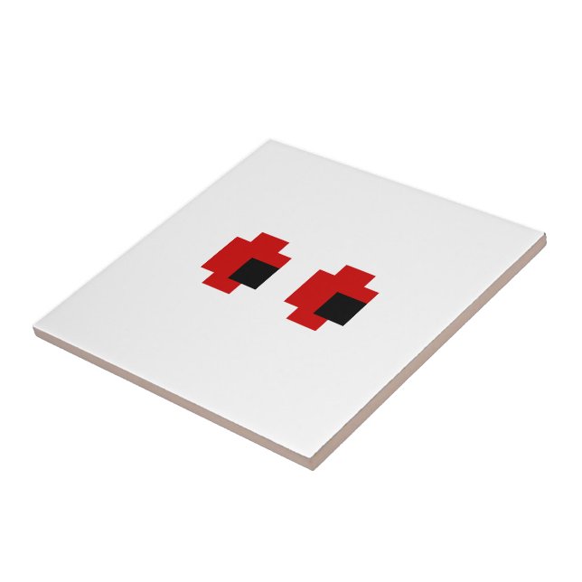 8 Bit Spooky Red Eyes Ceramic Tile (Side)