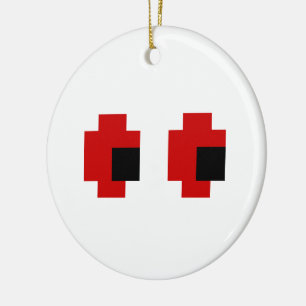8 Bit Spooky Red Eyes Ceramic Tree Decoration