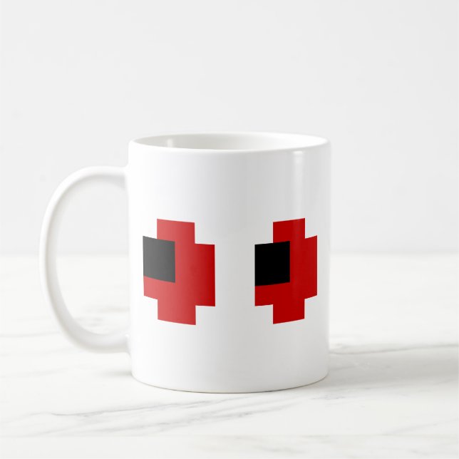 8 Bit Spooky Red Eyes Coffee Mug (Left)
