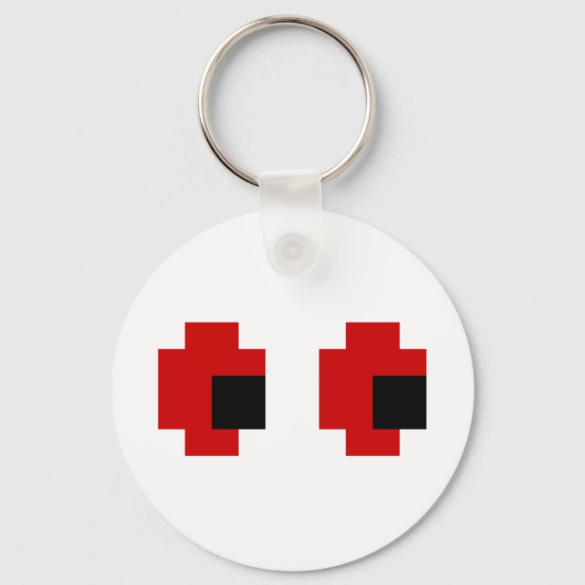8 Bit Spooky Red Eyes Key Ring (Front)