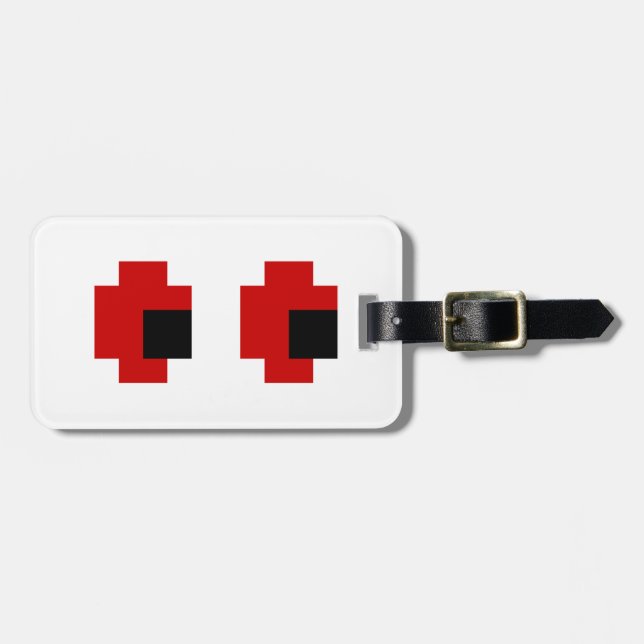 8 Bit Spooky Red Eyes Luggage Tag (Front Horizontal)