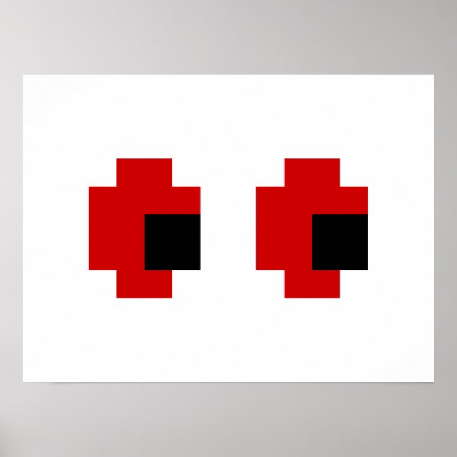 8 Bit Spooky Red Eyes Poster (Front)