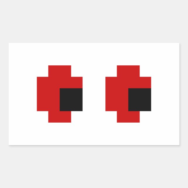 8 Bit Spooky Red Eyes Rectangular Sticker (Front)