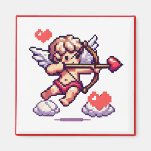 8 bit Valentine's Day classic/vintage Cupid Magnet